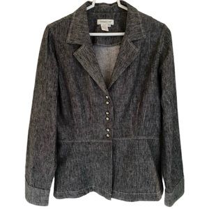 Coldwater Creek gray jacket / blazer with shell filled silver buttons